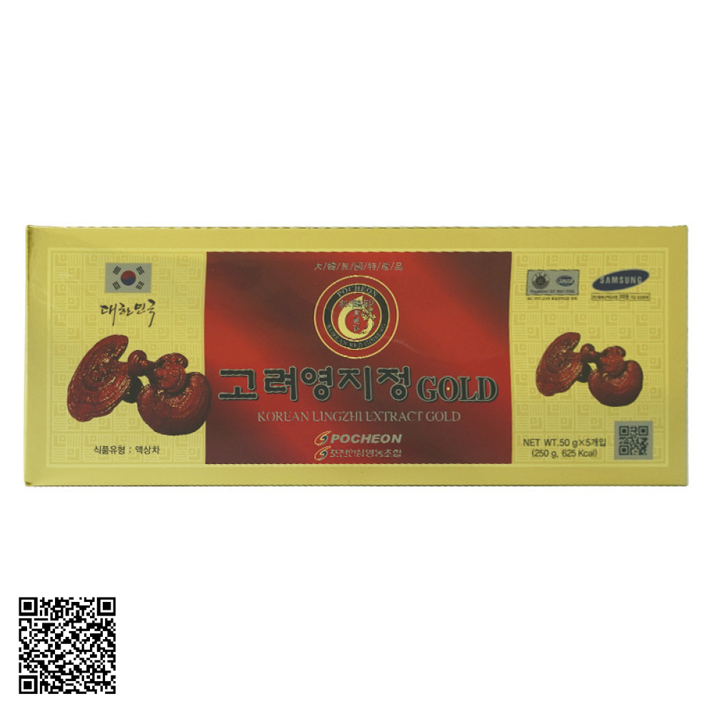 Cao Linh Chi Đỏ Pocheon Korean Lingzhi Extract Gold Từ Hàn Quốc 5 Lọ