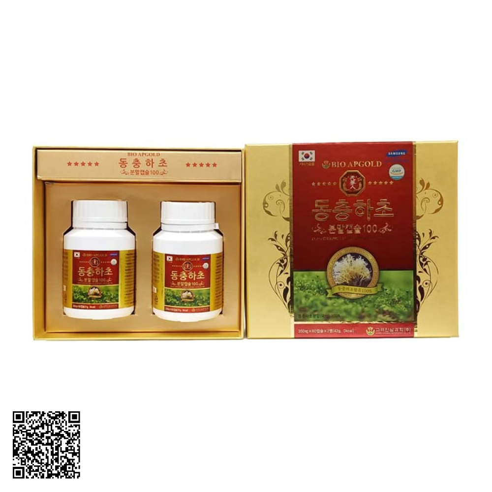 Viên Đông Trùng Hạ Thảo Bio Apgold Dong Chung Hacho Powder Capsule Từ Hàn Quốc 2 Lọ