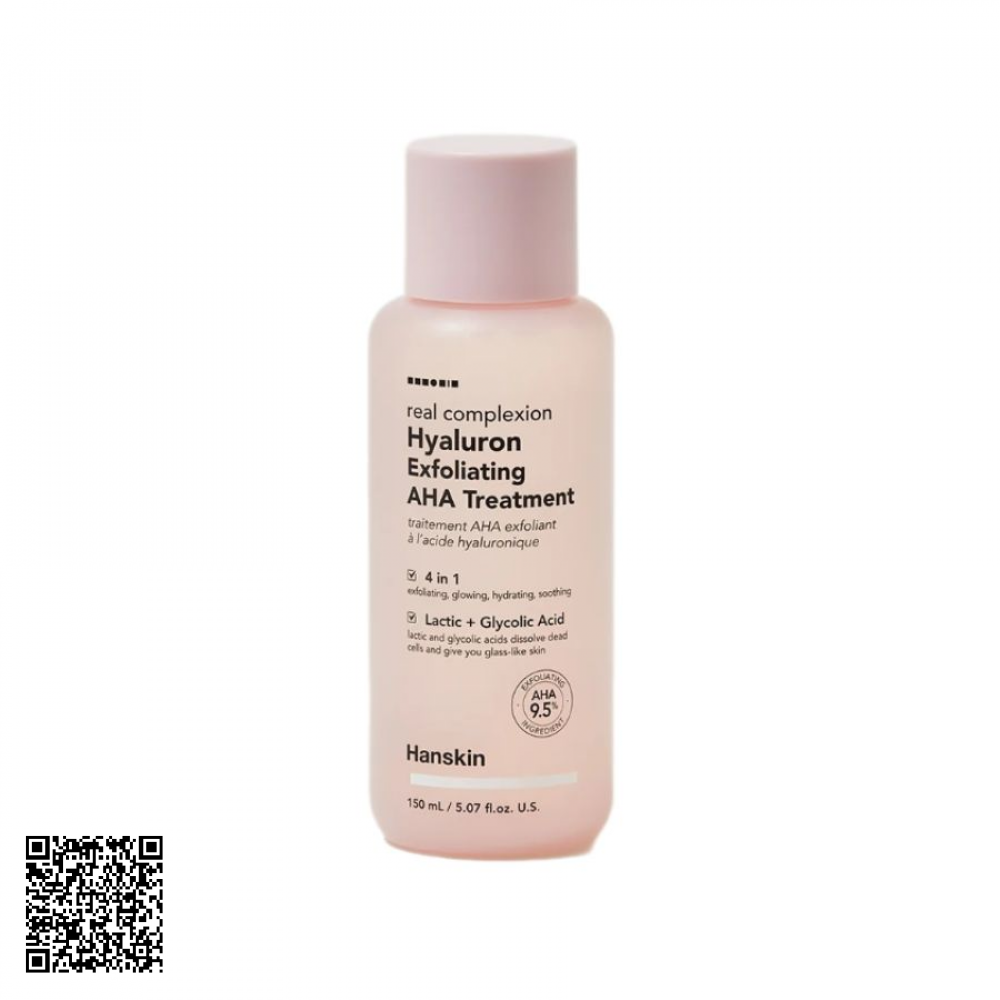 Tẩy Tế Bào Chết Hanskin Real Complexion Hyaluron Exfoliating AHA Treatment Từ Hàn Quốc 150ml