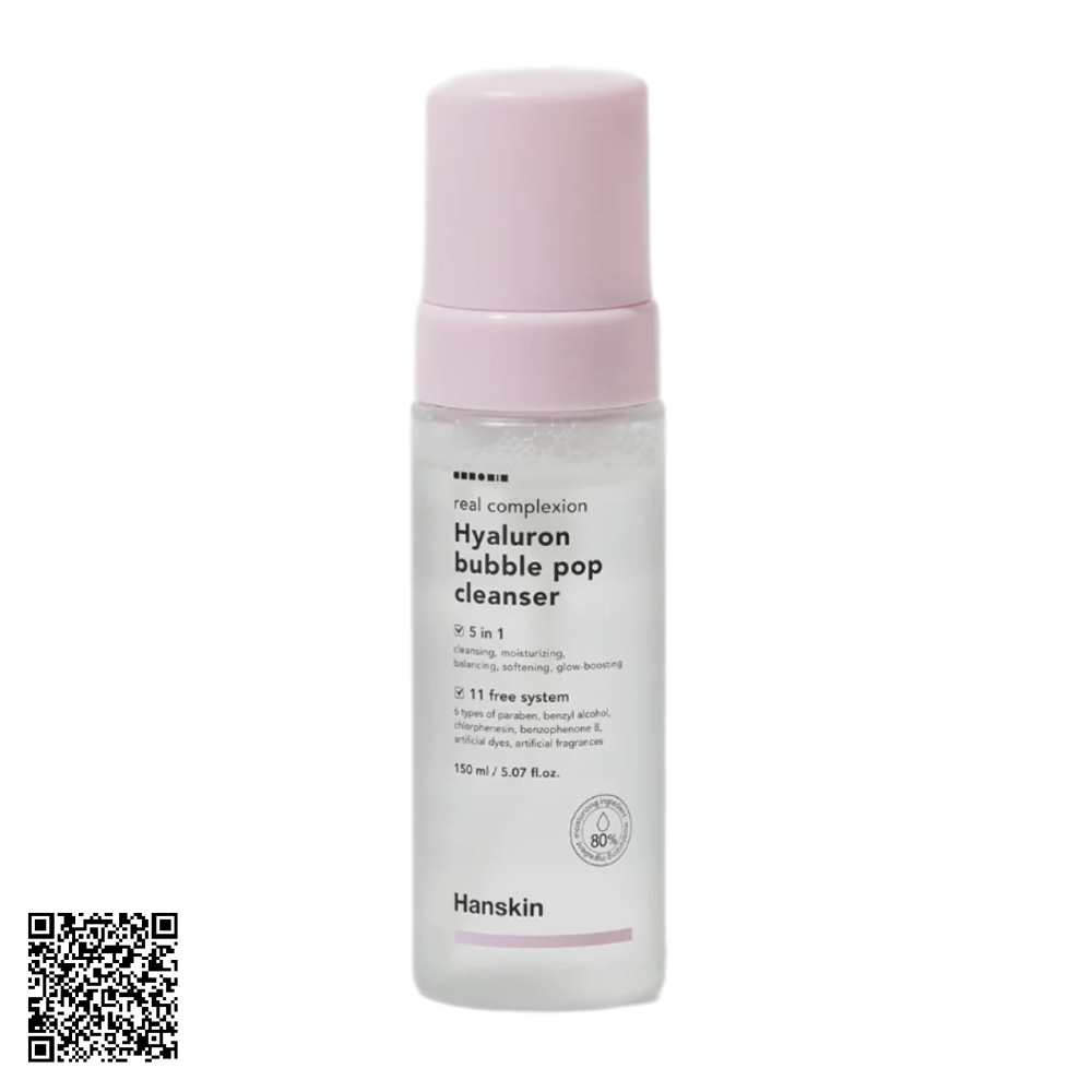 Sửa Rửa Mặt Hanskin Real Complexion Hyaluron Bubble Pop Cleanser Từ Hàn Quốc 150ml