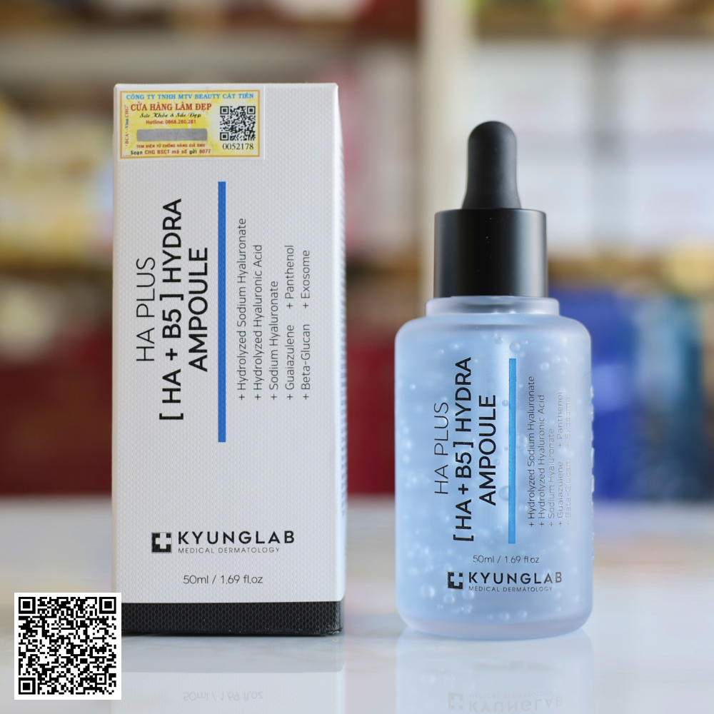 Tinh Chất Phục Hồi Dưỡng Da Mịn Màng Kyung Lab HA Plus HA + B5 Hydra Ampoule Từ Hàn Quốc 50ml
