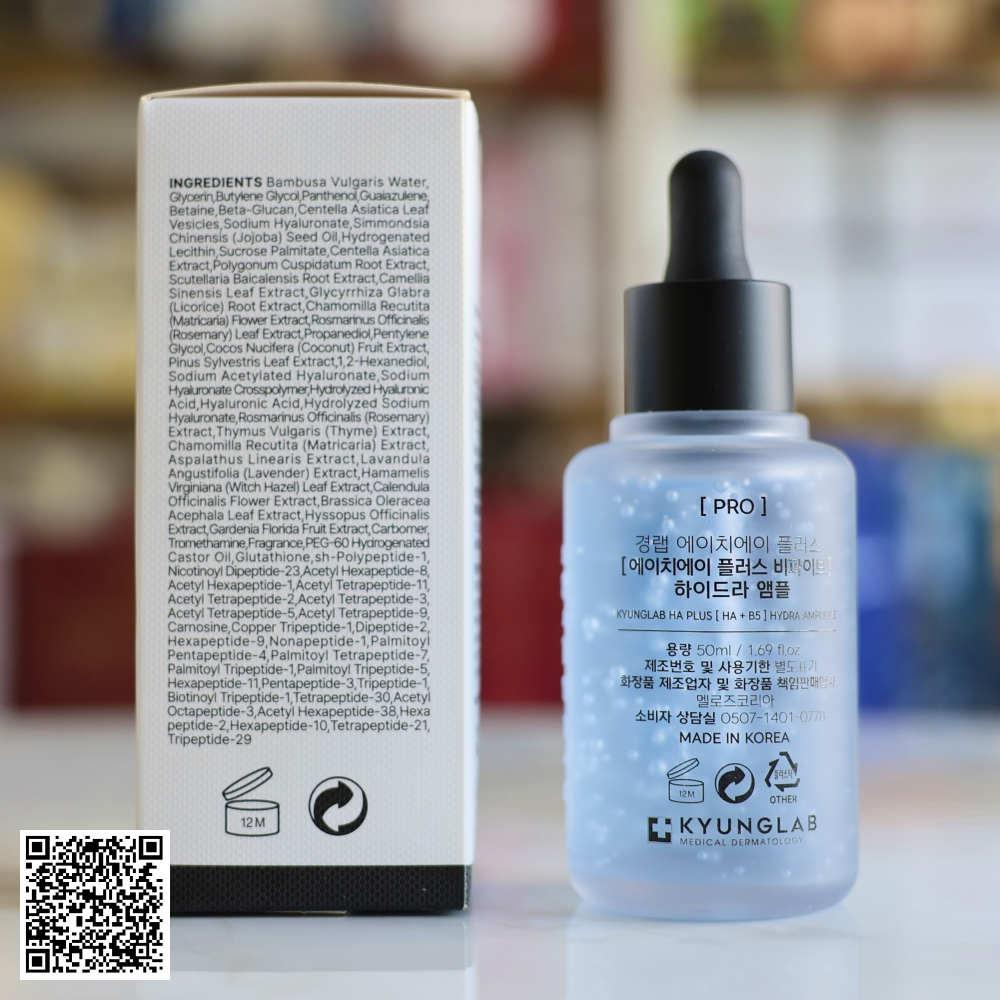 Tinh Chất Phục Hồi Dưỡng Da Mịn Màng Kyung Lab HA Plus HA + B5 Hydra Ampoule Từ Hàn Quốc 50ml