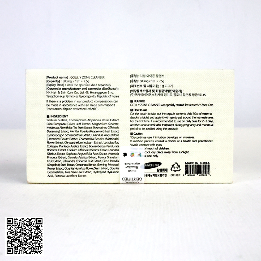 Viên Đặt Se Khít Gcell Y Zone Cleanser Feel Fresh & Confident Từ Hàn Quốc 15 Viên