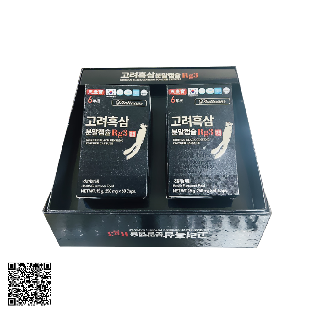 Viên Hắc Thiên Sâm RG3 Korean Black Ginseng Powder Capsule Từ Hàn Quốc 120 Viên