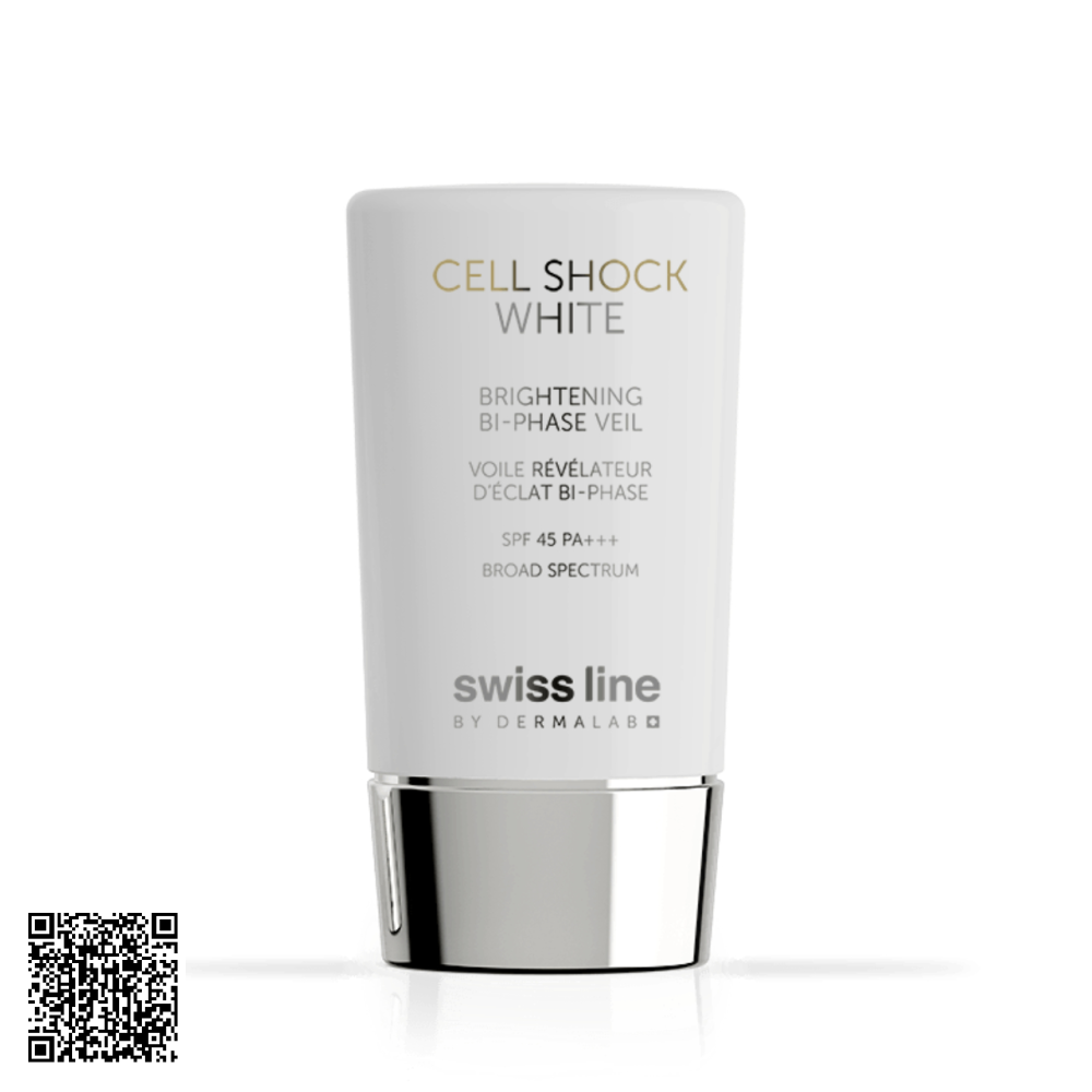 Nhũ Tương Dưỡng Trắng Da Swissline Cell Shock White Brightening Bi-Phase Veil SPF 45 PA+++ Từ Thuỵ Sĩ 45ml