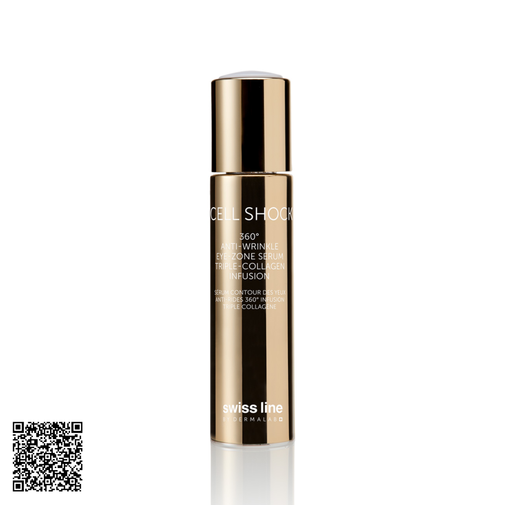 Tinh Chất Xoá Nhăn Vùng Mắt Swissline Cell Shock 360 Anti-Wrinkle Eye-Zone Serum Triple-Collagen Infusion Từ Thuỵ Sĩ 15ml