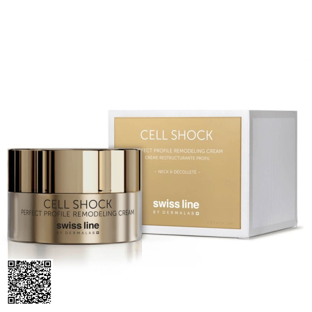 Kem Phục Hồi Lão Hóa Da Vùng Cổ, Cằm Swissline Cell Shock Perfect Profile Remodeling Cream Từ Thuỵ Sĩ 50ml