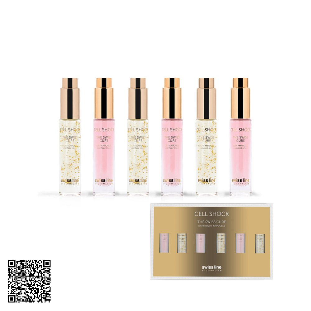 Tinh Chất Phục Hồi Da Swissline Cell Shock The Swiss Cure - Day & Night Ampoules Từ Thuỵ Sĩ 6 Lọ