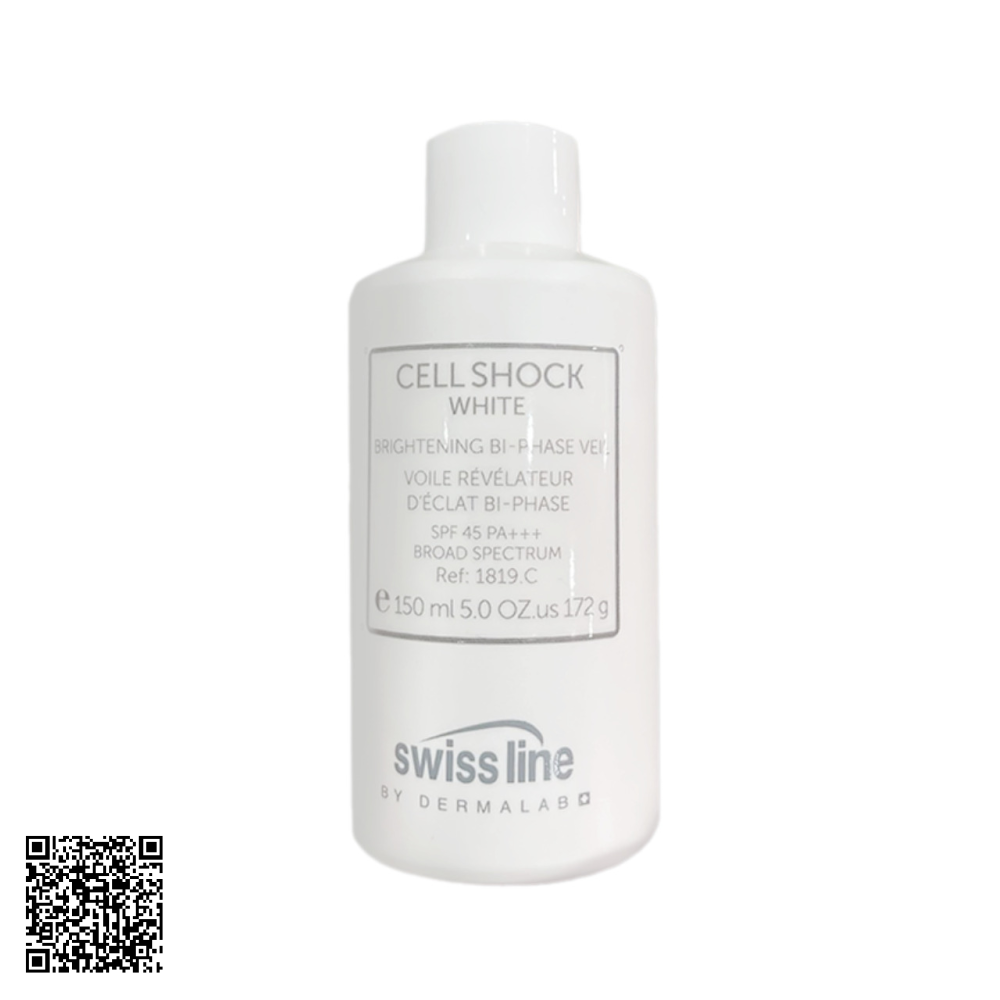 Nhũ Tương Dưỡng Trắng Da Swissline Cell Shock White Brightening Bi-Phase Veil SPF45+++ Từ Thuỵ Sĩ 150ml