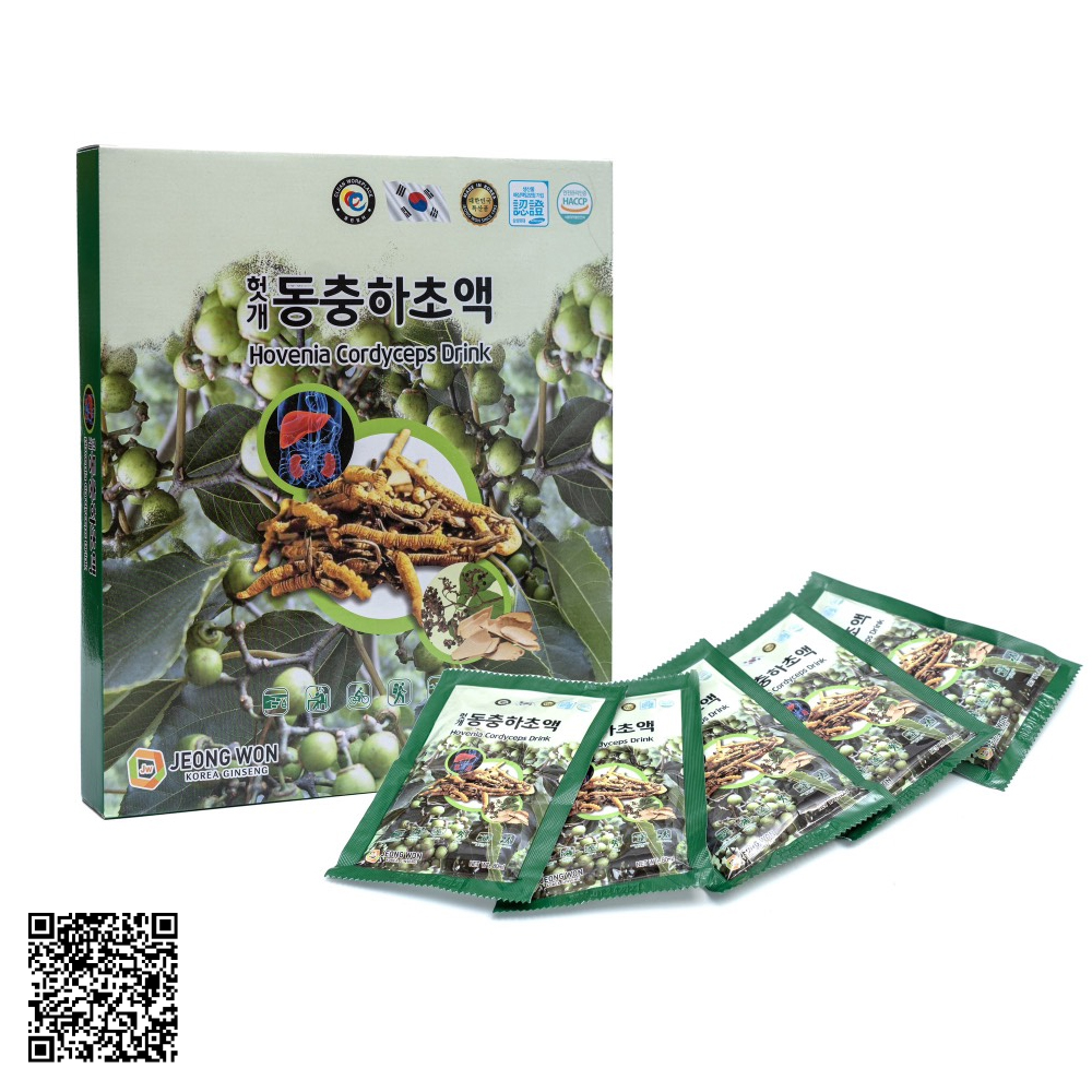 Nước Bổ Gan Đông Trùng Hạ Thảo Jeong Won Hovenia Cordyceps Drink Từ Hàn Quốc 30 Gói x 80ml