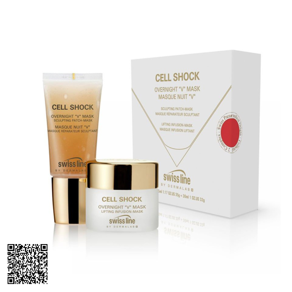 Bộ Đôi Mặt Nạ Ngủ Kiến Tạo Cấu Trúc Da Swissline Cell Shock Overnight V Mask Từ Thuỵ Sĩ 2 Món/Set