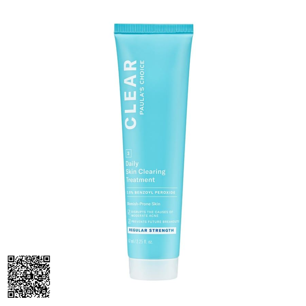 Kem Chấm Mụn Paula’s Choice Clear Regular Strength Daily Skin Clearing Treatment 2.5% Benzoyl Peroxide Từ Mỹ 67ml