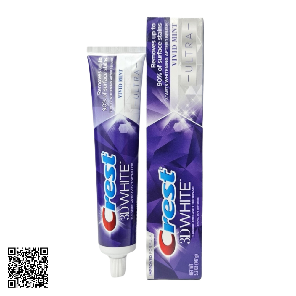 Kem Đánh Răng Crest 3D White Vivid Mint Ultra Từ Mỹ 147g