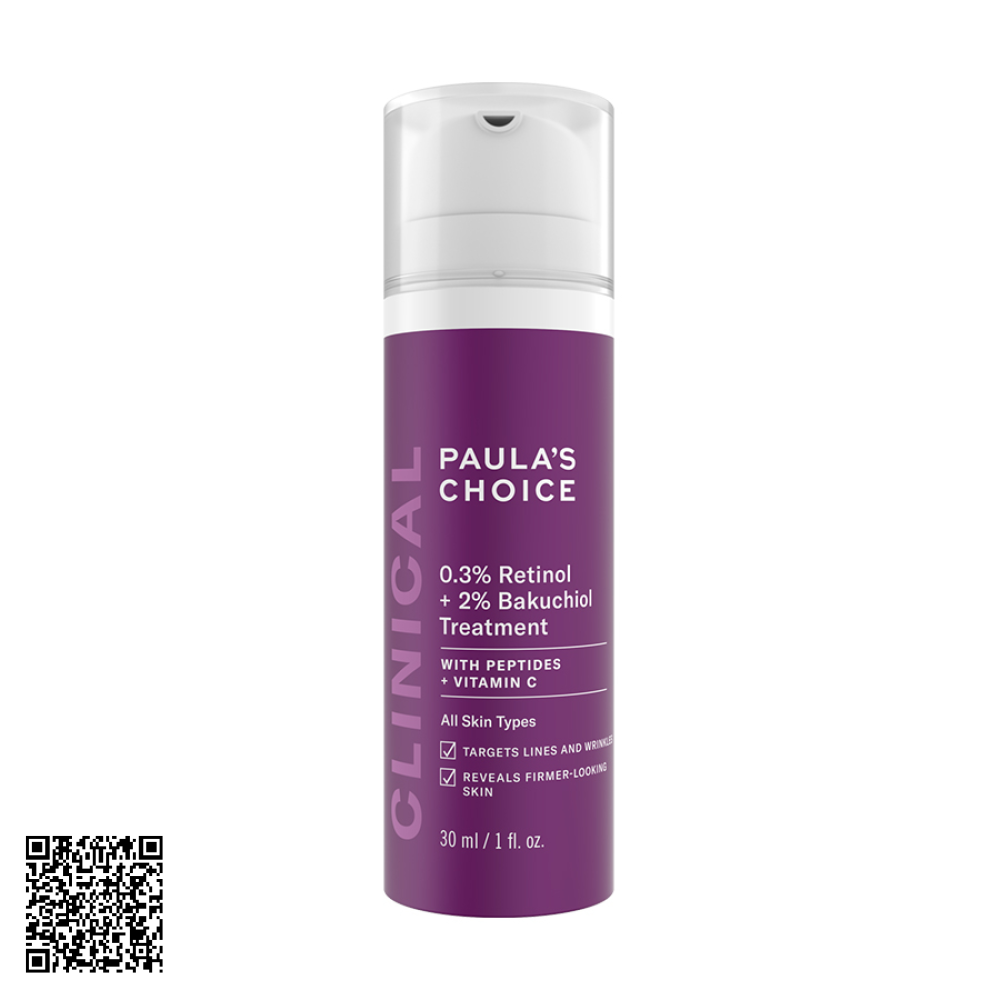 Tinh Chất Hỗ Trợ Ngừa Lão Hóa Paula’s Choice Clinical 0.3% Retinol + 2% Bakuchiol Treatment Từ Mỹ 30ml