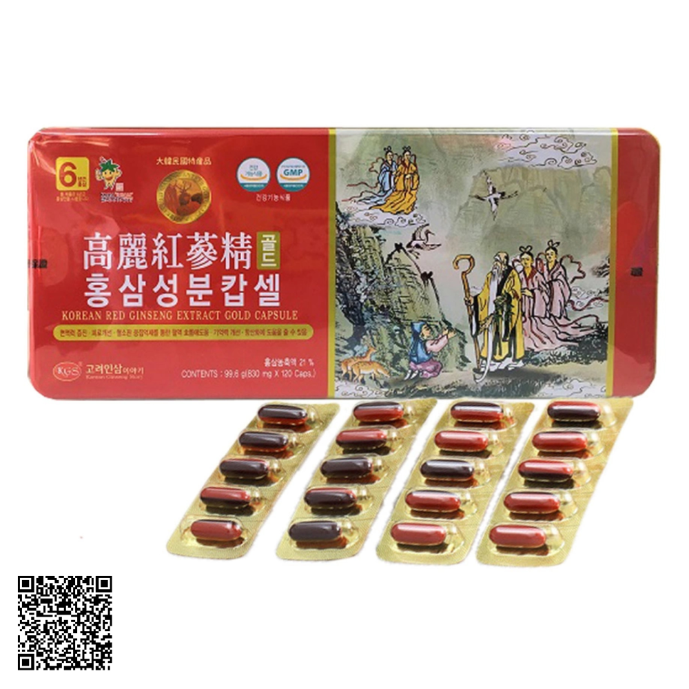 Viên Hồng Sâm Nhung Hươu Linh Chi KGS Korean Red Ginseng Extract Gold Capsules Từ Hàn Quốc 120 Viên