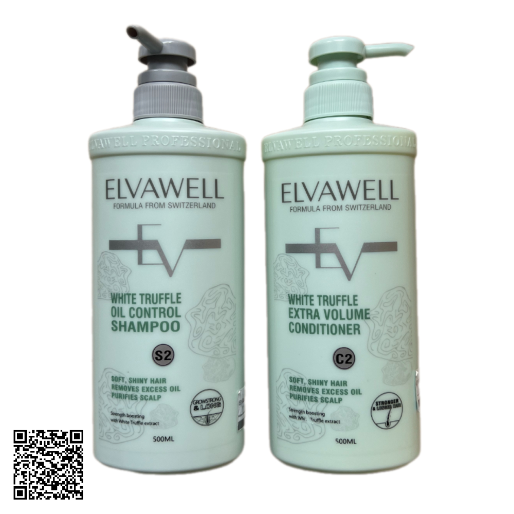 Bộ Gội Xả Giảm Rụng Tóc Sạch Dầu Bết Elvawell 500ml