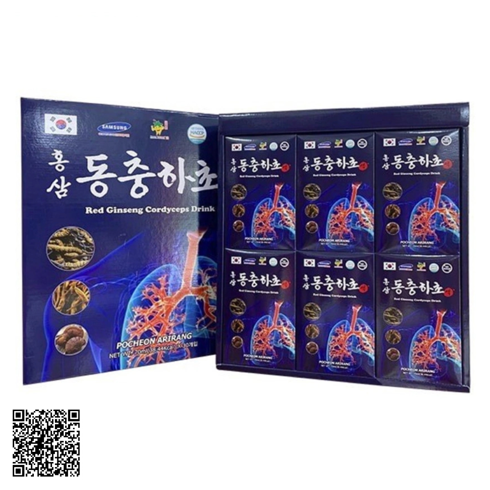 Nước Hồng Sâm Đông Trùng Hạ Thảo Bổ Phổi Pocheon Red Ginseng Cordyceps Drink Từ Hàn Quốc 30 Gói