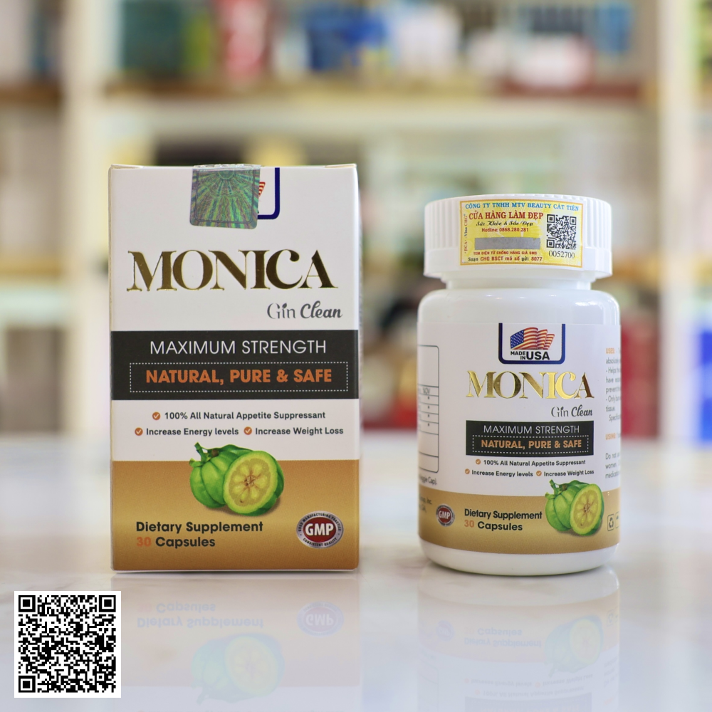 Viên Uống Giảm Cân Đốt Mỡ Monica Gin Clean Maximum Strength Từ Mỹ Hộp 30 Viên