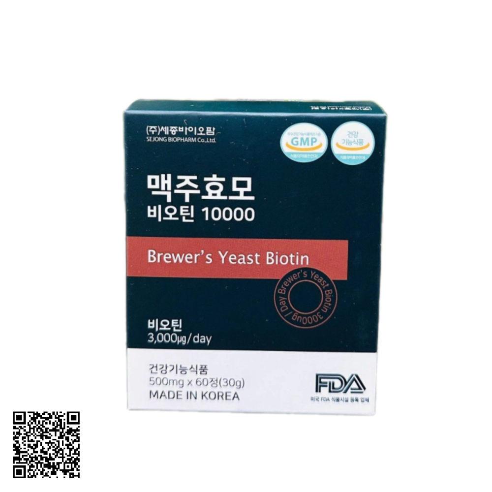 Viên Uống Mọc Tóc Biotin Men Bia Khô Sejong Biopharm Từ Hàn Quốc 60 Viên