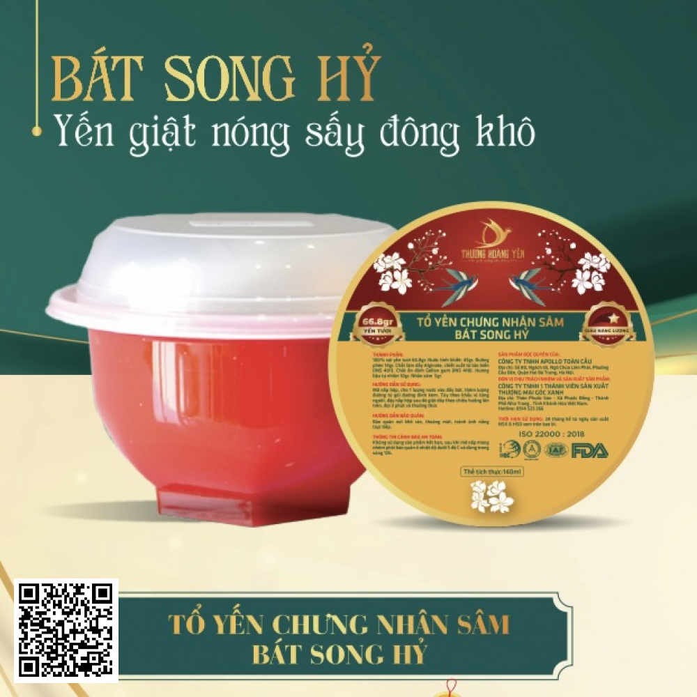 Tổ Yến Chưng Nhân Sâm - Bát Song Hỷ