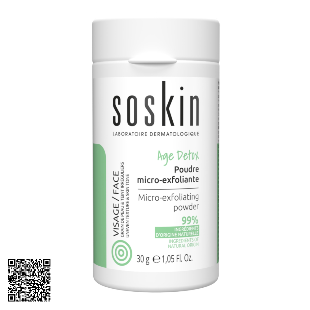 Bột Tẩy Tế Bào Chết Da Mặt Soskin Age Detox Visage/Face Micro Exfoliating Powder Từ Pháp 30g