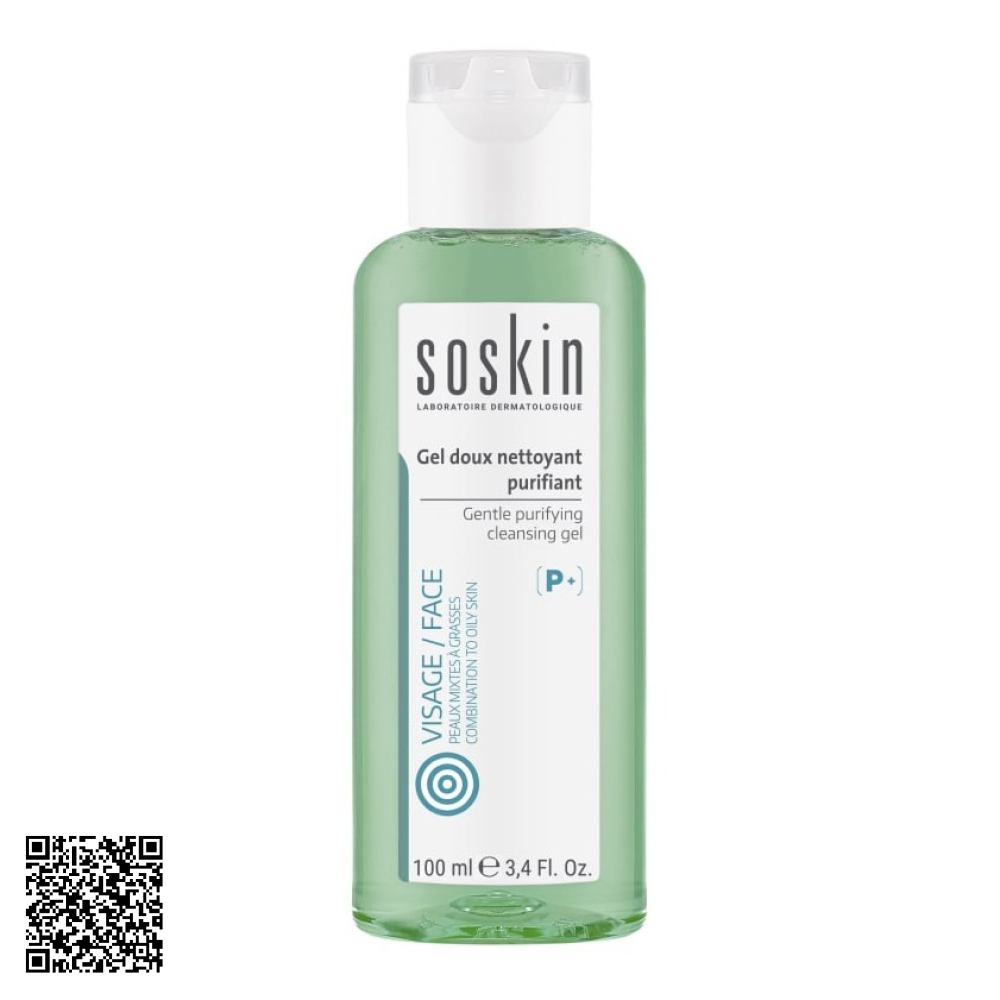  Gel Rửa Mặt Làm Sạch Sâu Soskin Visage/Face Gentle Purifying Cleansing Gel Từ Pháp 100ml
