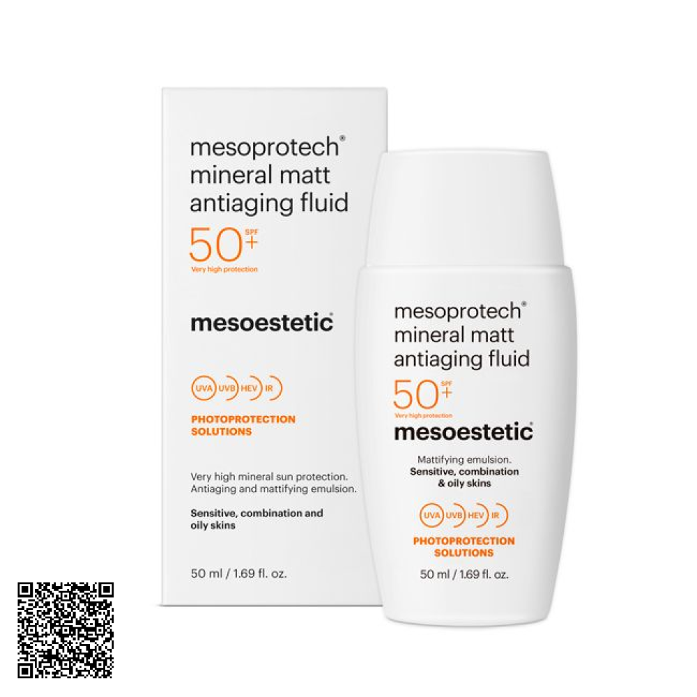 Kem Chống Nắng Cho Da Nhạy Cảm Mesoestetic Mesoprotech Mineral Matt Antiaging Fluid  SPF50+ Từ Tây Ban Nha 50ml