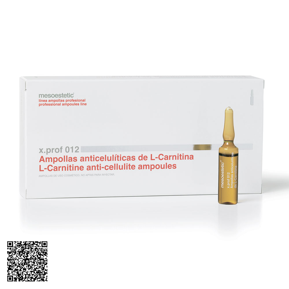 Dung Dịch Giảm Mỡ, Giảm Lượng Đường Cơ Thể Mesoestetic X.Prof 012 L-Carnitine Anti-Cellulite Ampoules Từ Tây Ban Nha (20 Ống x 5ml)