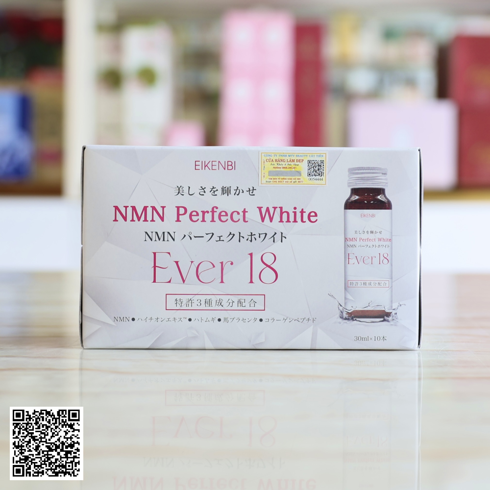 Nước Uống Kích Trắng Eikenbi NMN Perfect White Ever 18 Từ Nhật Bản Hộp 10 Lọ