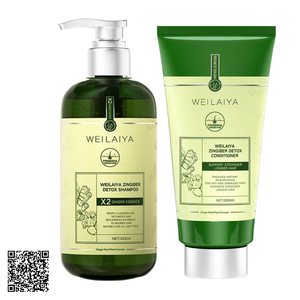 Bộ Dầu Gội Xả Gừng Detox Weilaiya Zingiber Detox Luxury Hỗ Trợ Mọc Tóc Từ Trung Quốc 420ml x 200ml