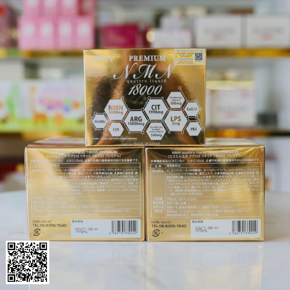 Liệu Trình Nước Uống Trẻ Hoá Da NMN Quattro Liquid 18000 Premium 30 Lọ