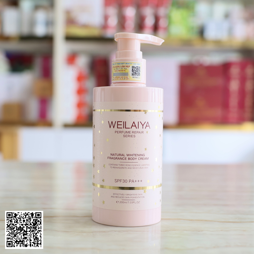 Kem Body Weilaiya Natural Whitening Fragrance Body Cream Nâng Tone Hoa Hồng 200ml