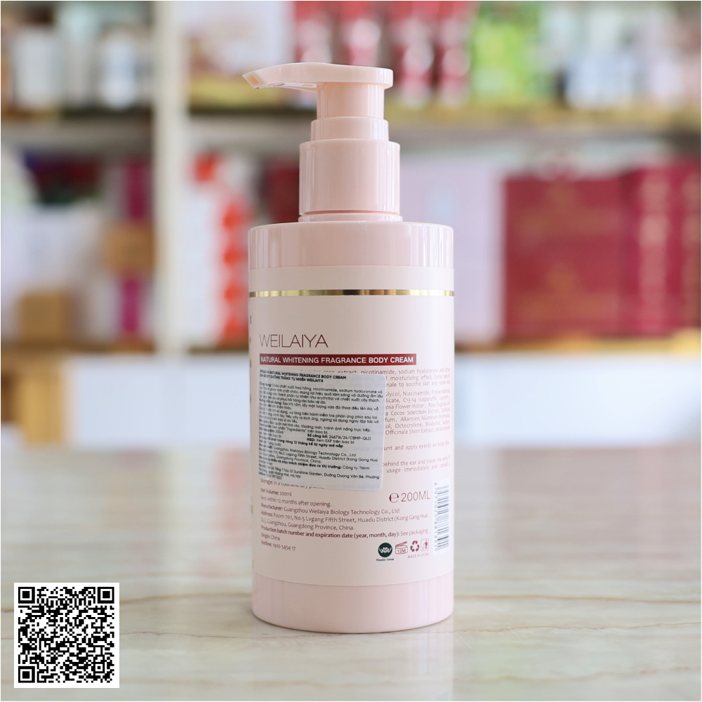 Kem Body Weilaiya Natural Whitening Fragrance Body Cream Nâng Tone Hoa Hồng 200ml