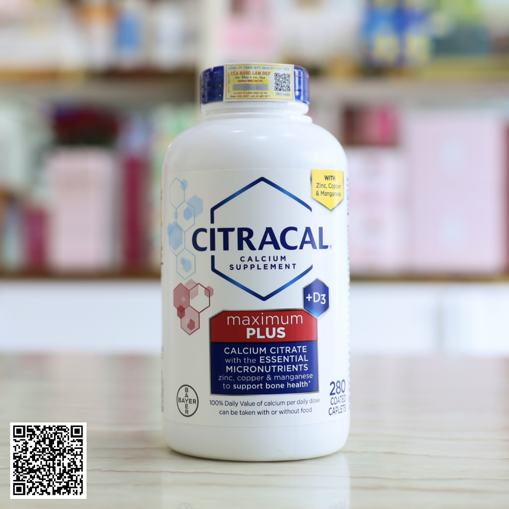 Viên Uống Bổ Sung Canxi Citracal Calcium Supplement Maximum Plus Từ Mỹ 280 Viên