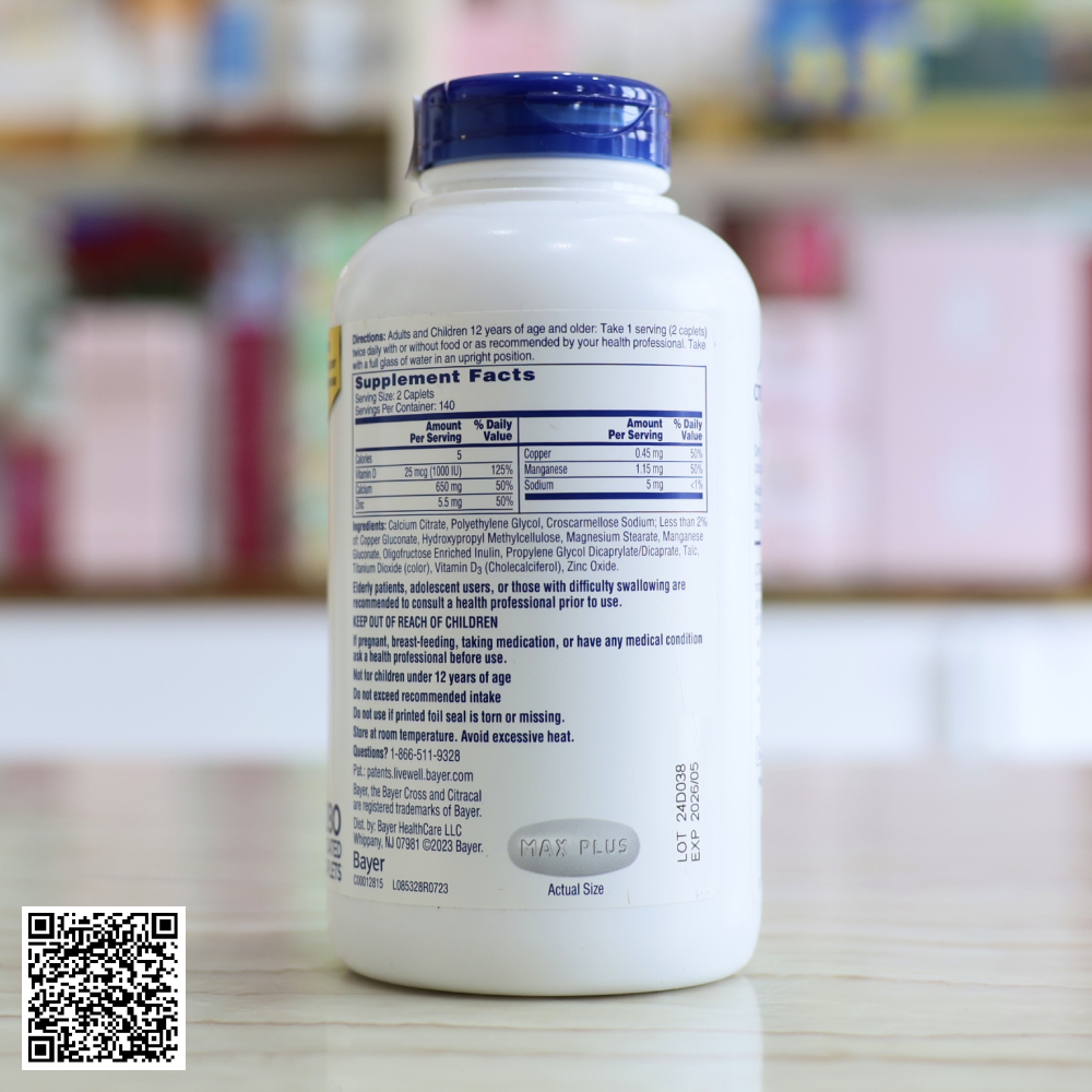 Viên Uống Bổ Sung Canxi Citracal Calcium Supplement Maximum Plus Từ Mỹ 280 Viên