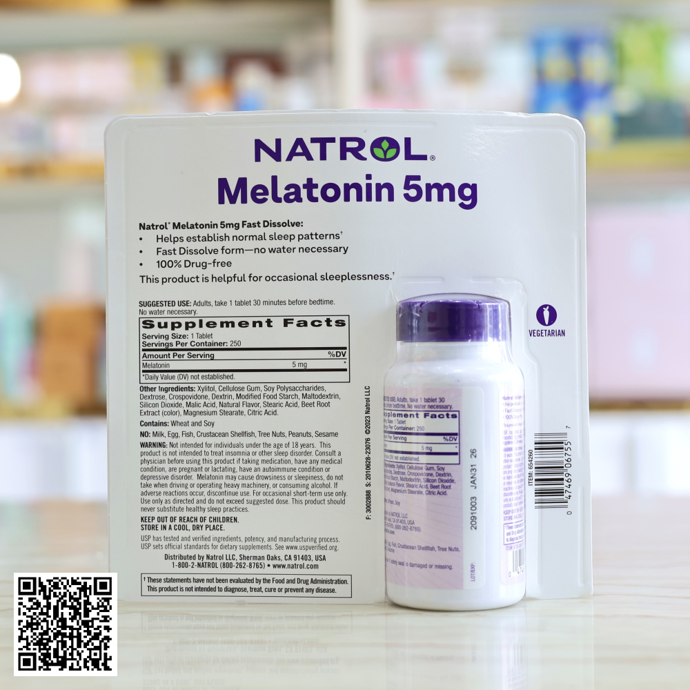 Viên Ngậm Giúp Ngủ Ngon Natrol Melatonin Sleep 5mg Vị Dâu Từ Mỹ 250 Viên
