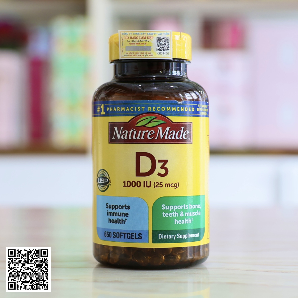 Viên Uống bổ sung Vitamin D3 Nature Made 1000 IU Từ Mỹ