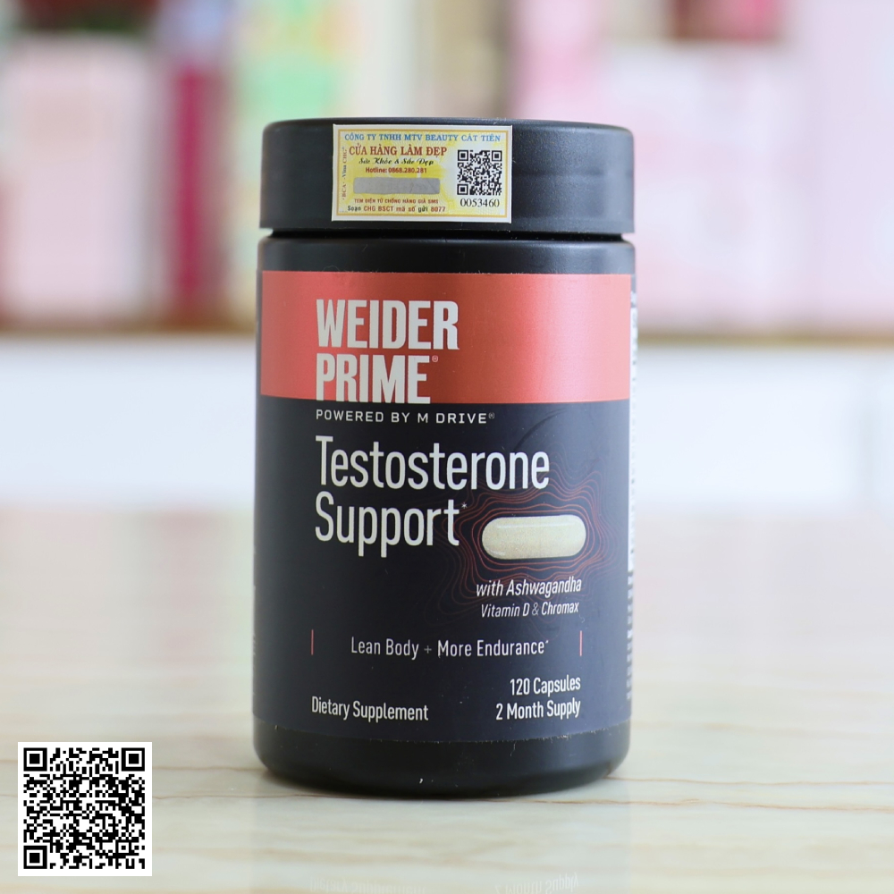 Viên Uống Tăng Sinh Lý Nam Weider Prime Testosterone Support Từ Mỹ 120 Viên