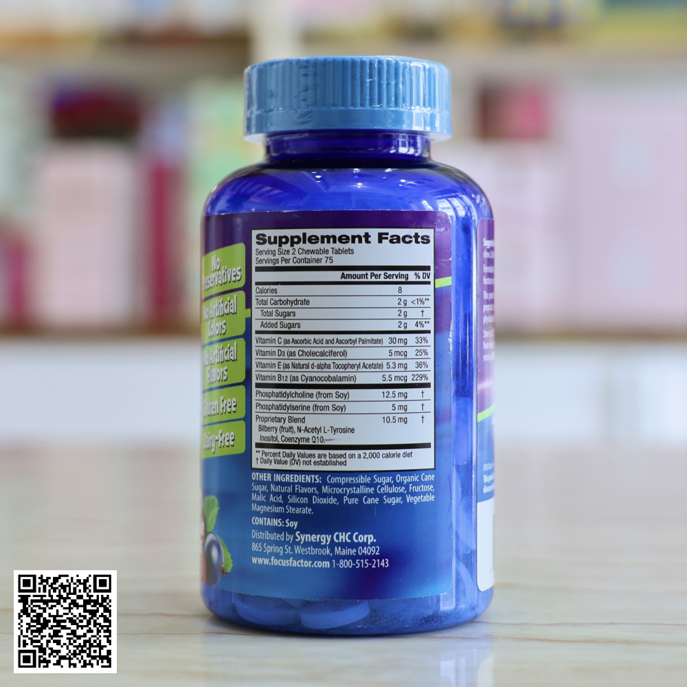 Kẹo Phát Triển Trí Não Cho Bé Focus Factor Kids Từ Mỹ 150 Viên