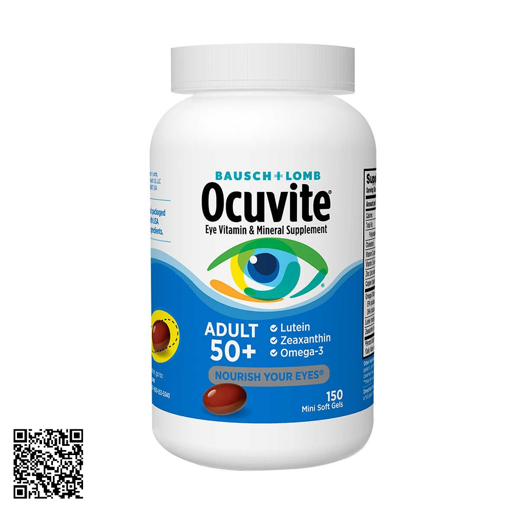 Viên Uống Bổ Mắt Cho Người Trên 50 Bausch + Lomb Ocuvite Adult 50+ Từ Mỹ