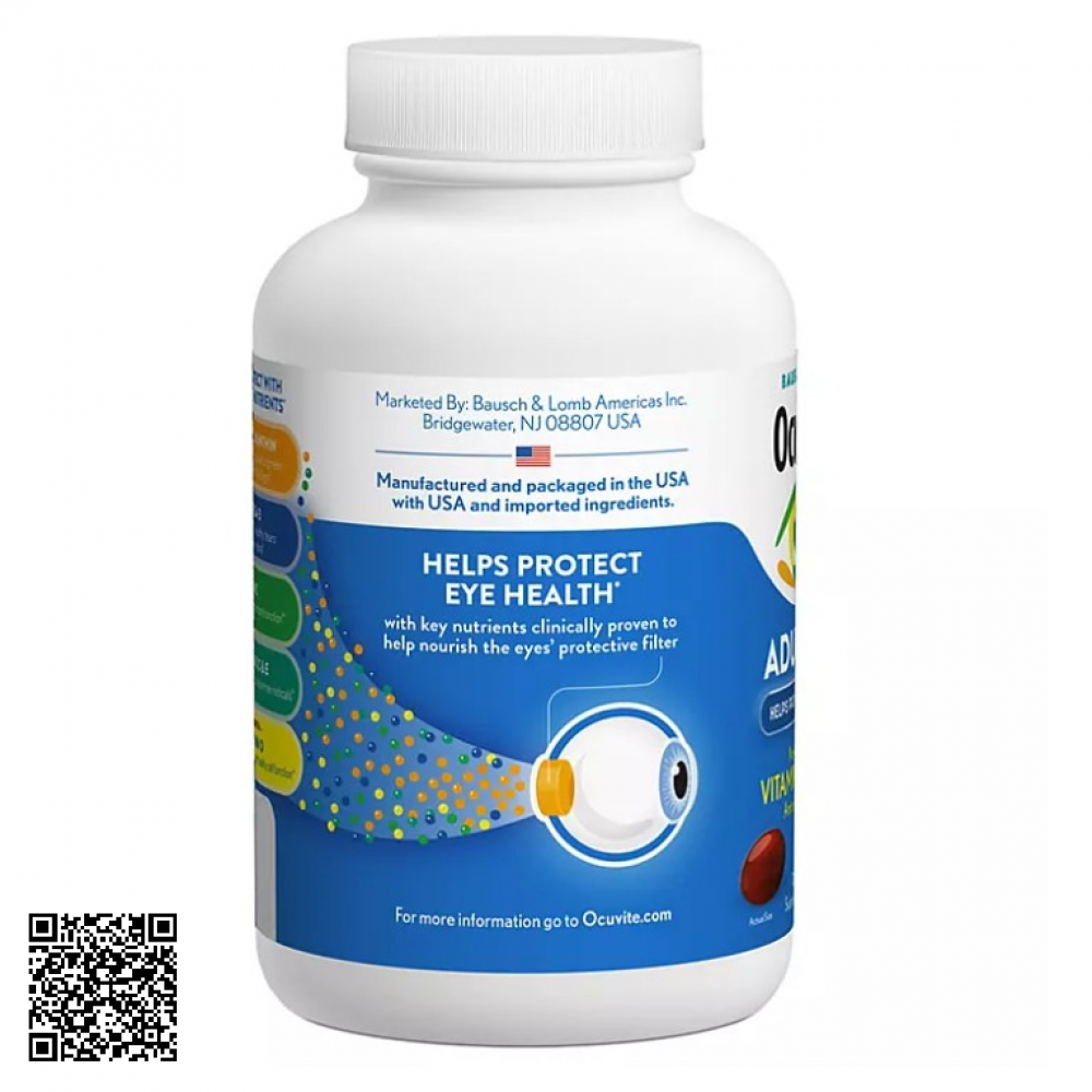 Viên Uống Bổ Mắt Cho Người Trên 50 Bausch + Lomb Ocuvite Adult 50+ Từ Mỹ