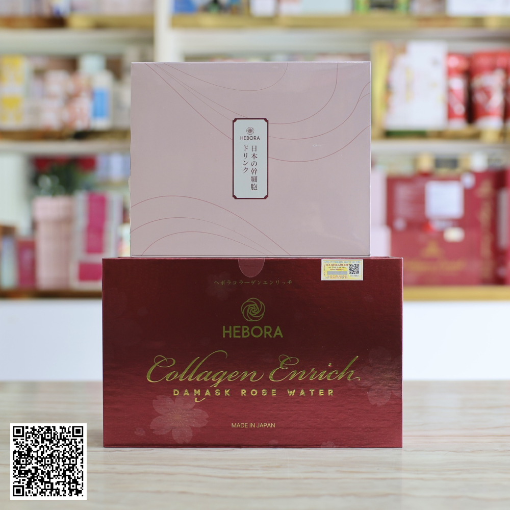 Bộ Hebora Phục Hồi, Trẻ Hoá, Bảo Vệ Từ Cấp Độ Tế Bào Hebora Collagen Enrich & Hebora Platinum Youth Drink 2 Hộp Từ Nhật Bản