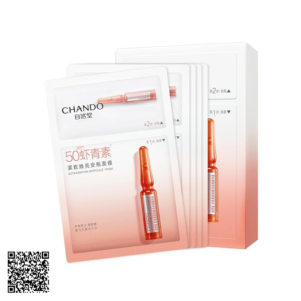 Mặt Nạ 2 Bước Giảm Nhăn Và Đều Màu Da Chando Astaxanthin Firming Ampoule Mask (1,5ml + 33ml) x 5 Miếng