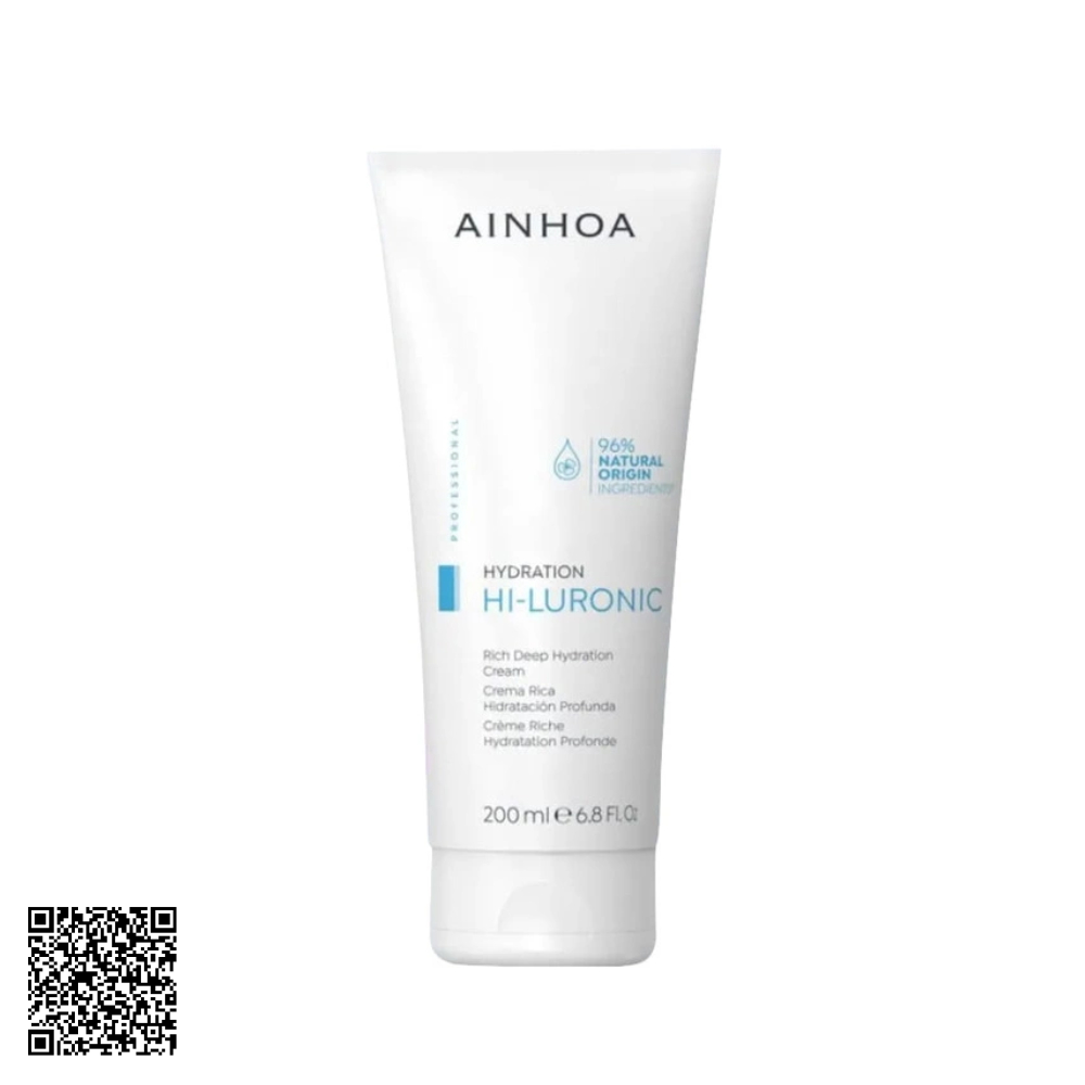 Kem Dưỡng Ẩm, Hỗ Trợ Ngừa Lão Hóa Ainhoa Hi-Luronic Rich Deep Hydration Cream Từ Tây Ban Nha 200ml