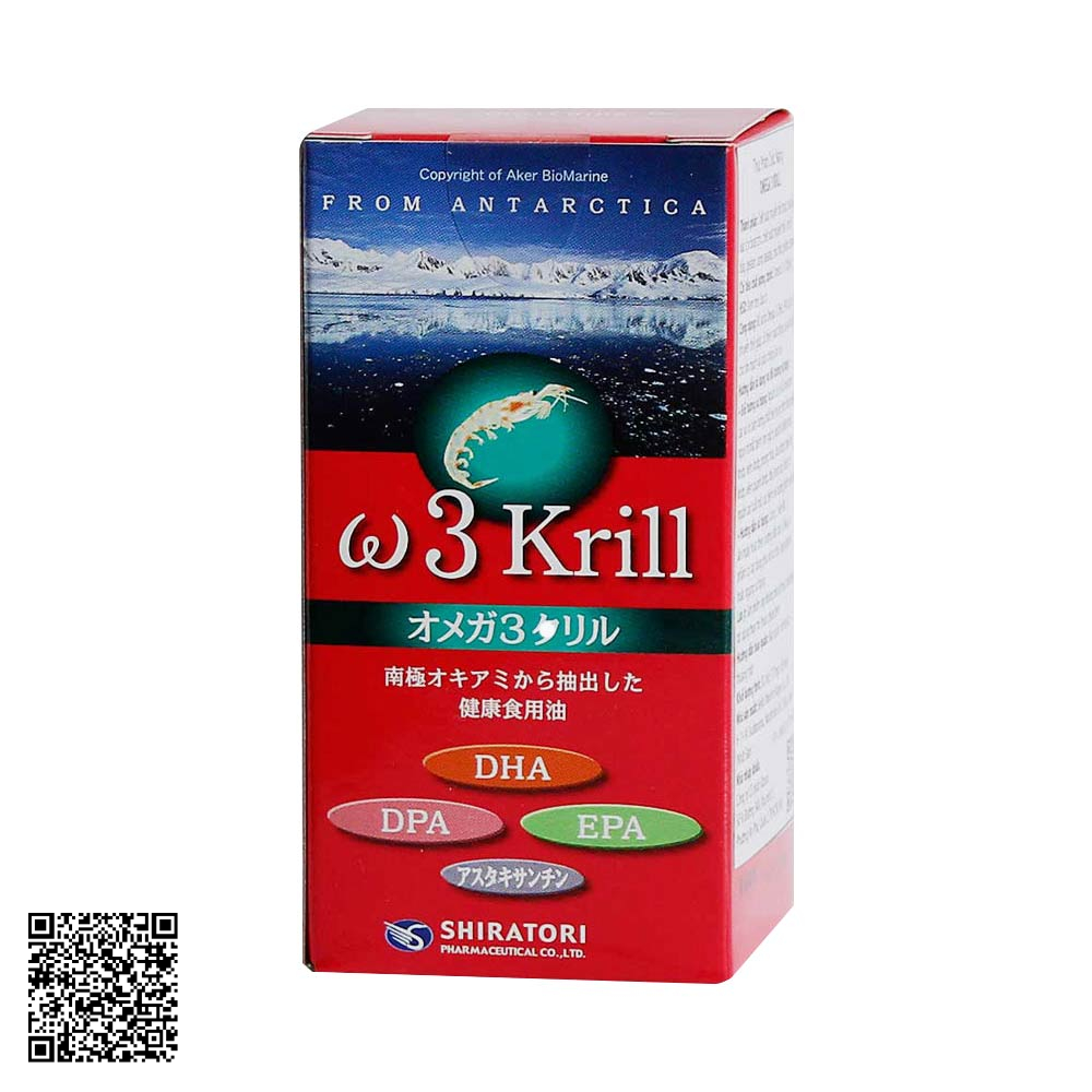 Dầu Nhuyễn Thể Omega 3 W3 Krill Shiratori From Antarctica Từ Nhật Bản 80 Viên