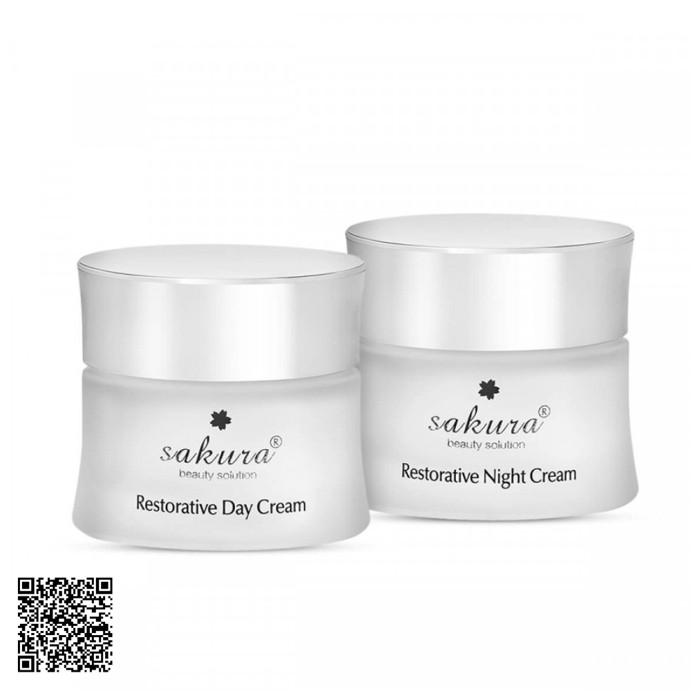 Bộ Kem Dưỡng Phục Hồi Da Ngày & Đêm Sakura Restorative Day and Night Cream Combo