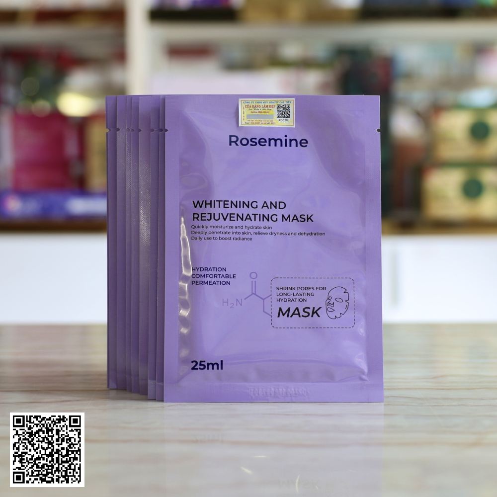Mặt Nạ Dưỡng Trắng Da Rosemine Whitening and Rejuvenating Mask (10 Miếng x 25ml)