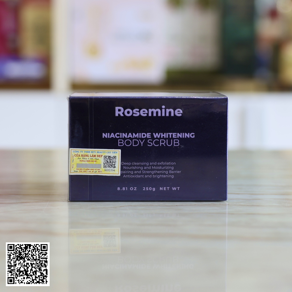 Tẩy Da Chết Body Dưỡng Trắng Da Rosemine Niacinamide Whitening Body Scrub 250g