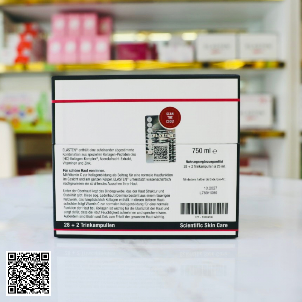 Nước Uống Collagen Elasten Scientific Skin Care Từ Đức Hộp 3ml x 30 Ống 