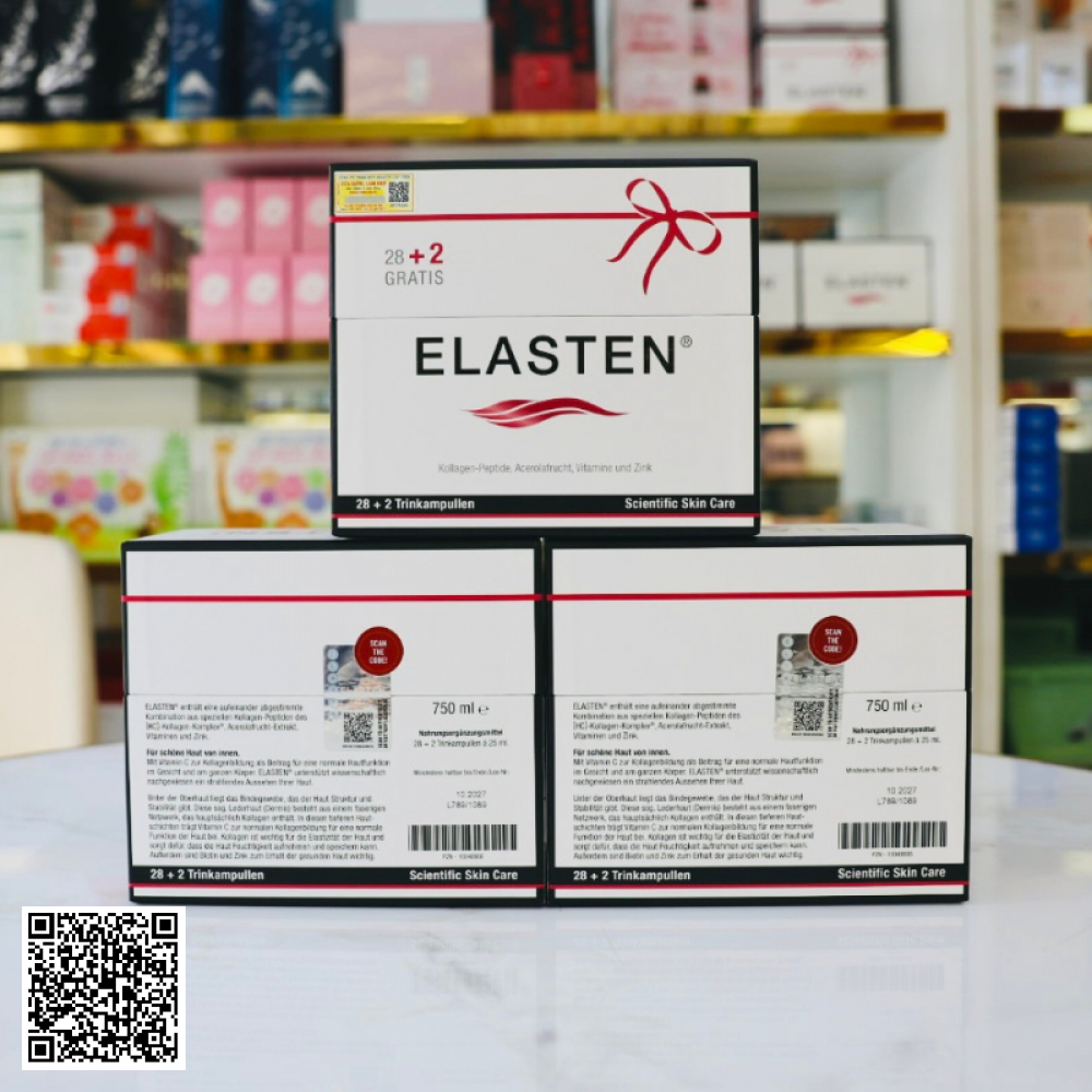 Liệu Trình Nước Uống Collagen Elasten Scientific Skin Care Từ Đức Hộp 30 Ống x 3 Hộp
